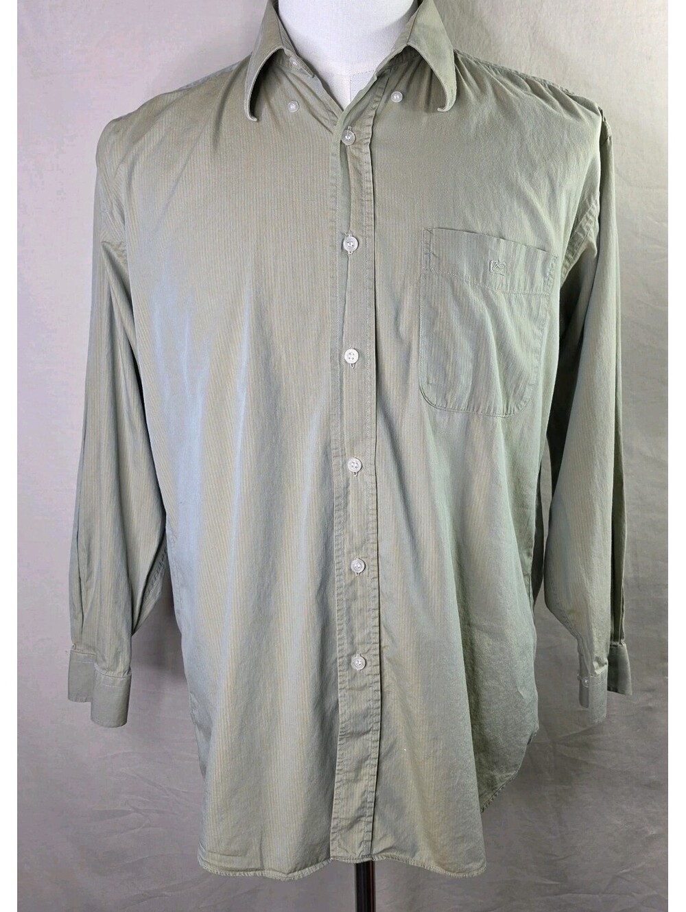 Vintage Valentino Uomo Iridescent Shot Cotton Shirt Men's M Olive Blue